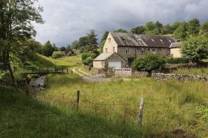 Landscape view of an English countryside home